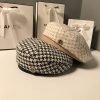 K244 Women's Hat Beret  New Fashion All-match Houndstooth Female British Retro Octagonal Hat Painter Hat Autumn Women's Kepi